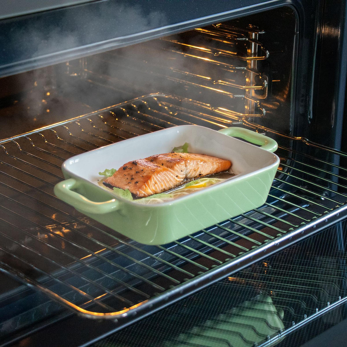 AUFLAUFBACKFORM Porzellan 26 x 17 x 5 cm - Grün, Keramik (17/5/26cm) - Intirilife