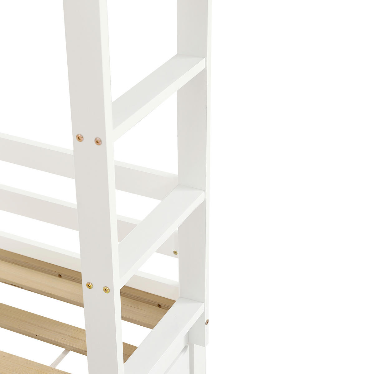 ETAGENBETT 90/200 mit Ausziehbett, Regalen und vierstufiger Leiter in Weiß - Weiß, Holzwerkstoff (90/200cm) - EVRYAE