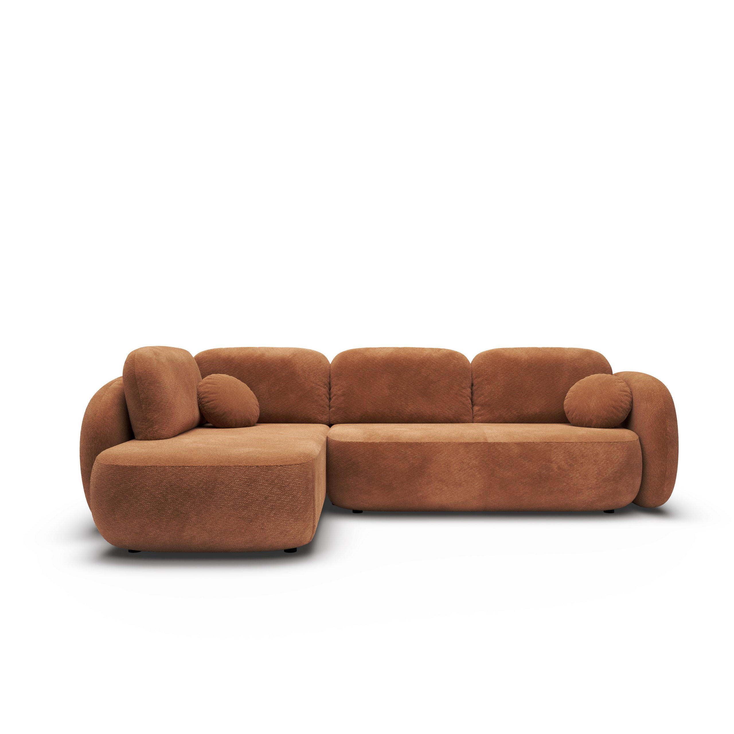 ECKSOFA AMICO II L-S Braun Geflochtener Stoff mit Schlaffunktion - Braun, Holz (289/190cm) - MASSENO