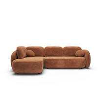 ECKSOFA AMICO II L-S Braun Geflochtener Stoff mit Schlaffunktion - Braun, Holz (289/190cm) - MASSENO
