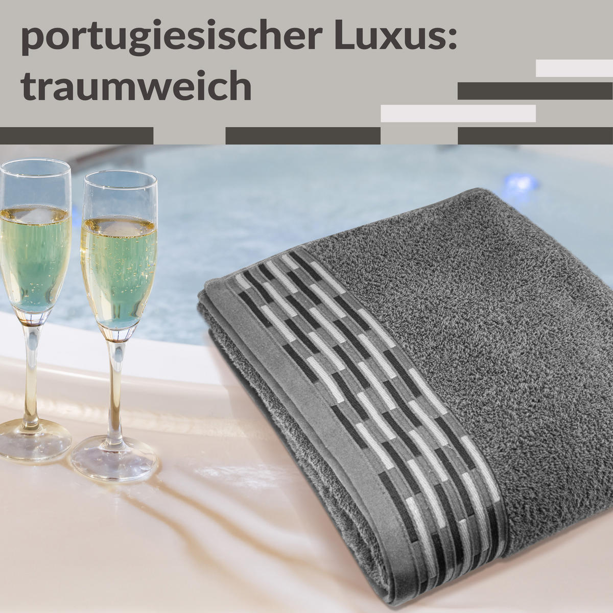 BADETUCH Lugano Dunkelgrau 100x200 cm - Dunkelgrau, Textil (100/200cm) - Lashuma