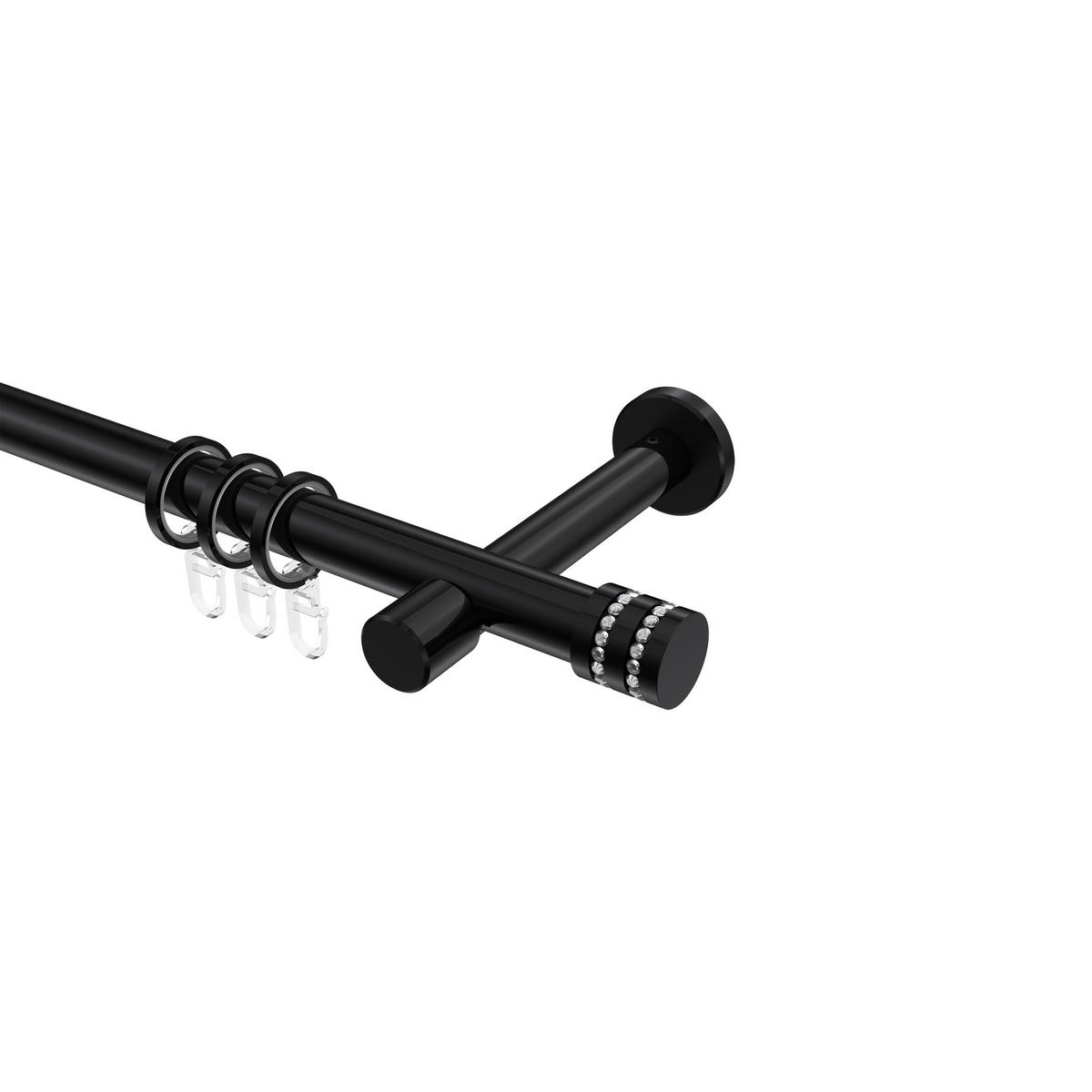 GARDINENSTANGEN-SET Prestige Estana 260 cm (geteilt in 2 x 130 cm), 1-läufig, 20 mm Ø Schwarz - Schwarz, Metall (260cm) - INTERDECO