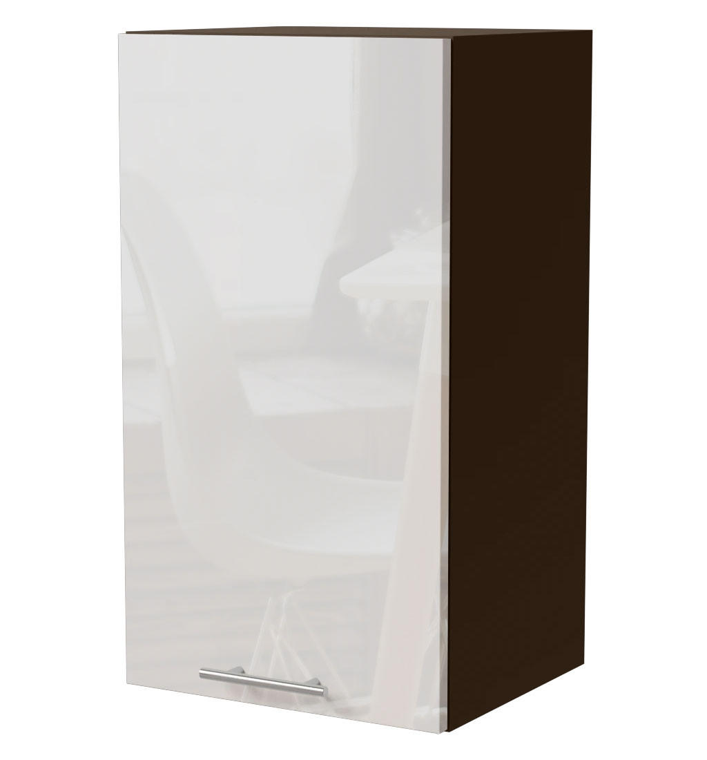 Feldmann-Wohnen Küchenhängeschrank Weiß Hochglanz, Dunkelgrau 40x72x32.5 cm