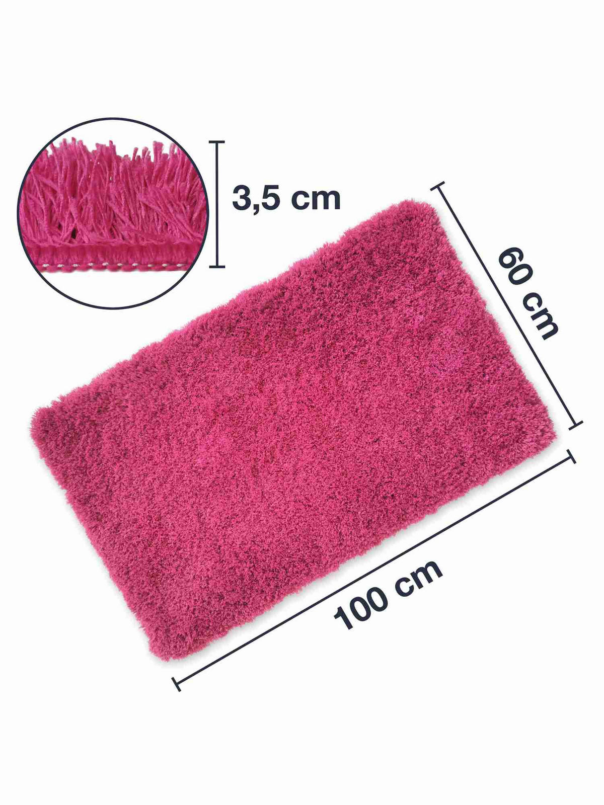 HOCHFLOR BADEMATTEN MALMÖ - Pink, Textil (60/80cm) - WohnDirect