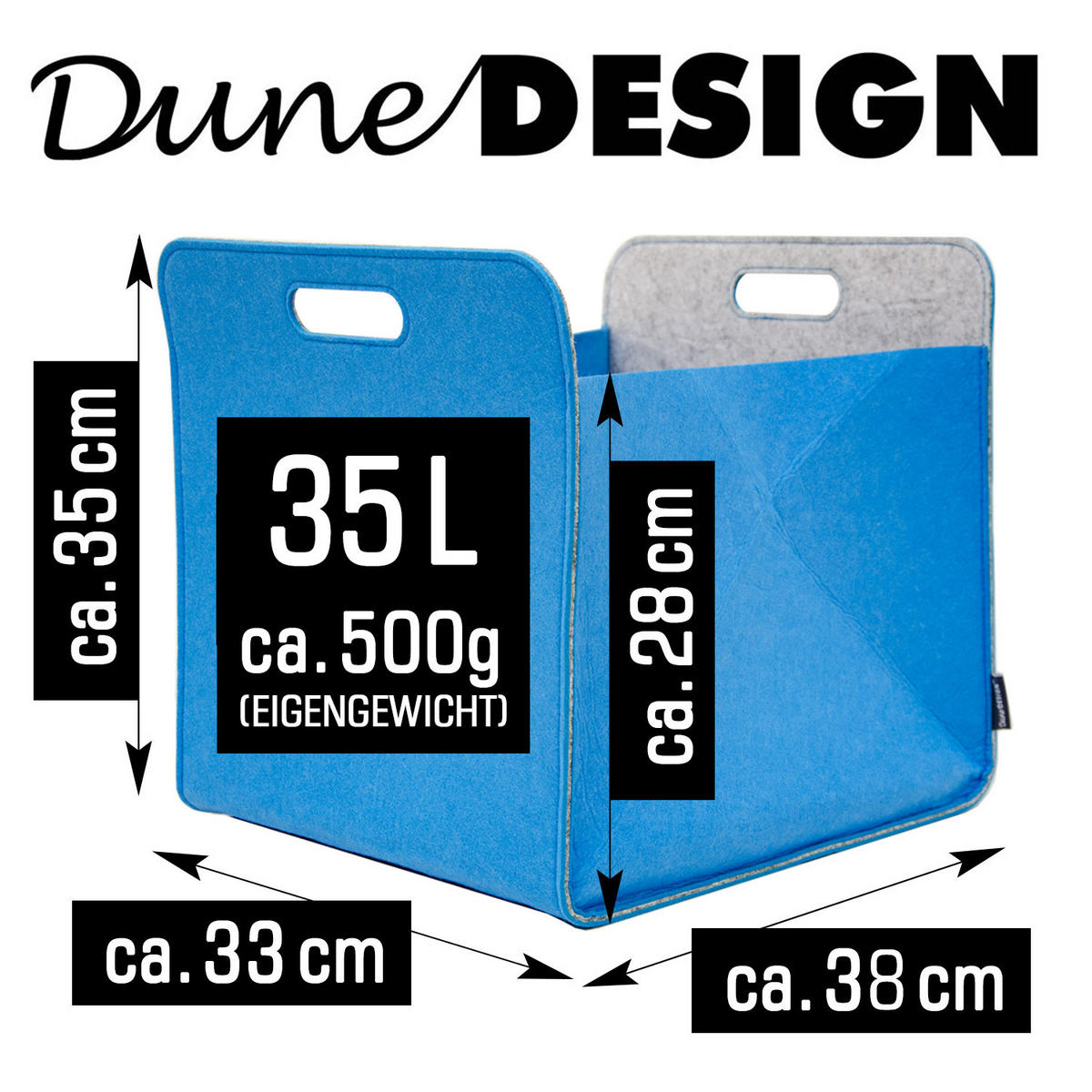 AUFBEWAHRUNGBOX 4er Set 33/38, blau - Blau, Kunststoff (33/33/38cm) - Dunedesign