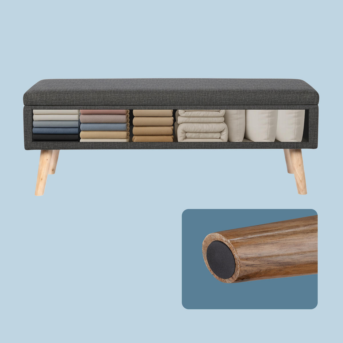 SITZBANK - Grau, Holz/Holzwerkstoff (110/40/40cm) - Relaxdays