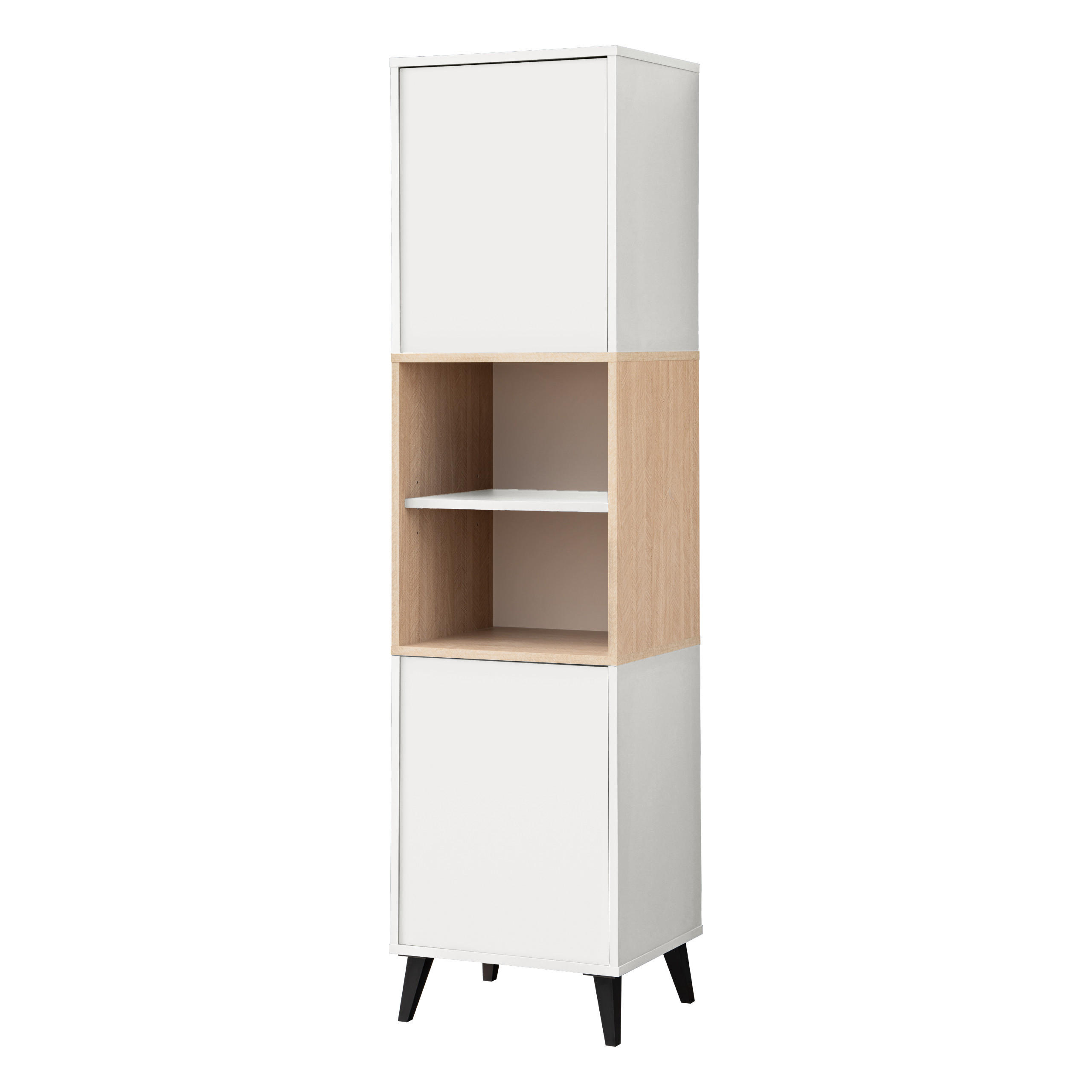 HIGHBOARD FONDI, Weiß, Skandinavische Tanne - Hellbraun/Weiß, Glas/Holzwerkstoff (46/173/35cm) - Komodee
