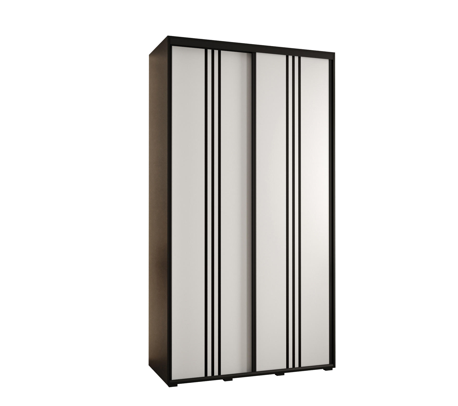 Abiks Möbel Schwebetürenschrank Schwarz, Weiß, Schwarz 140x235x60 cm