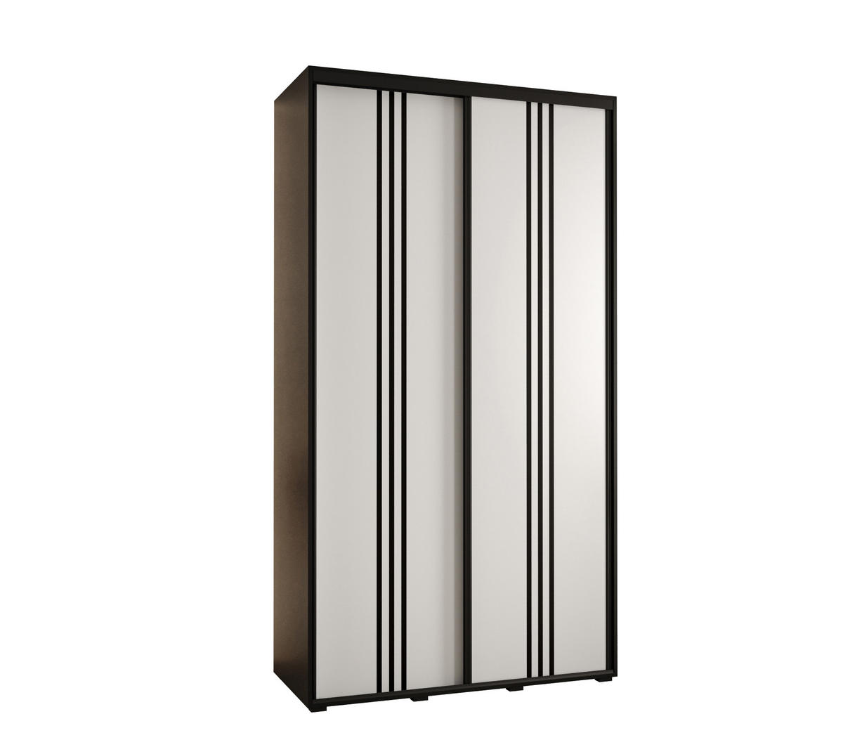 SCHWEBETÜRENSCHRANK 235,2/130/60 2-türig - Schwarz/Weiß, Holz/Metall (130/235/60cm) - Abiks Möbel