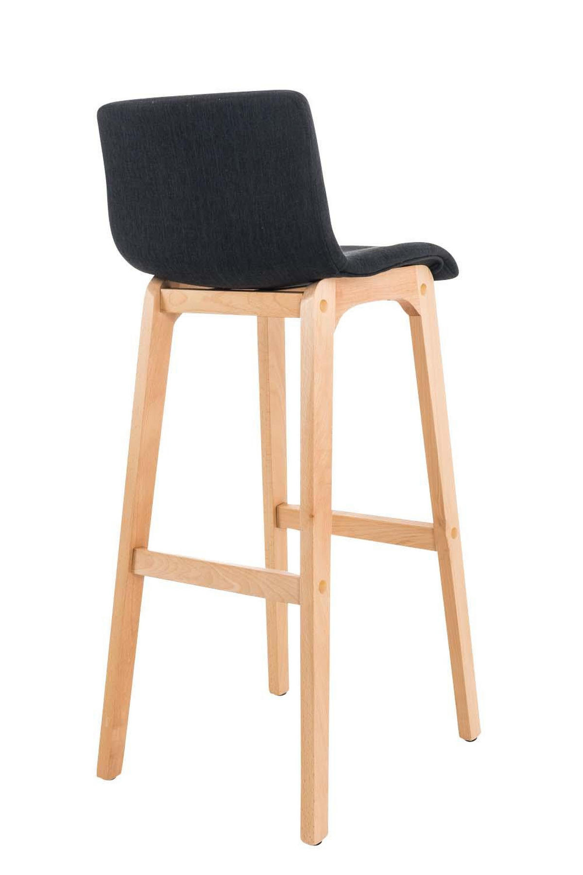 BARHOCKER Stoff schwarz - Eukalyptusholzfarben/Schwarz, Holz/Textil (41/101/46cm) - CLP