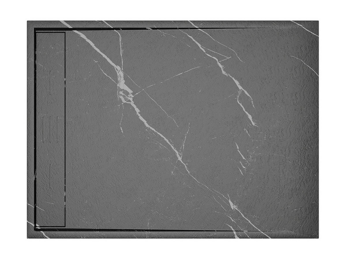 DUSCHWANNE - 120 cm x 90 cm - harz - schwarz, weiß Lyrosa - Schwarz/Weiß, Kunststoff (90cm) - Vente-Unique