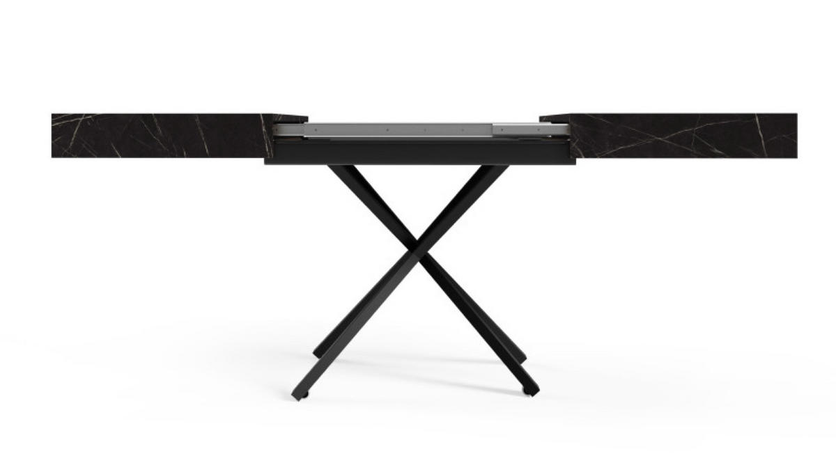 TISCH Black SIENNA Modern X Beine Pietra Grigia Ausziehbar - Schwarz, Holzwerkstoff (80/80/80cm) - Sepro Meble