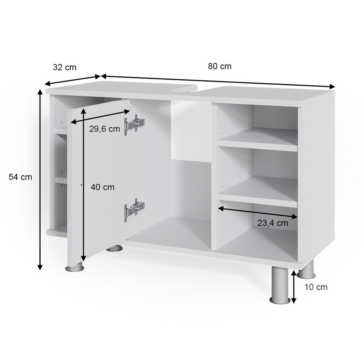 WASCHBECKENUNTERSCHRANK Fynn Weiß 80 x 54 cm - Weiß, Holzwerkstoff (80/54/32cm) - Vicco