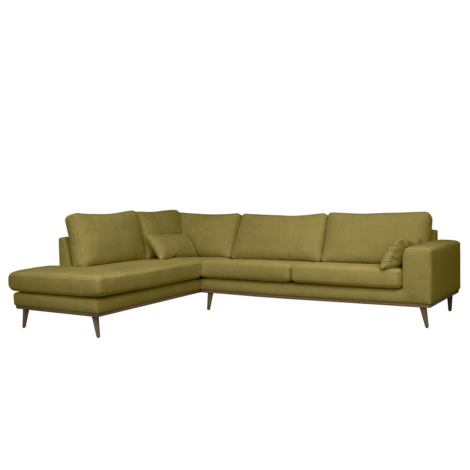 ECKSOFA mit Ottomane - Eichefarben/Olivgrün, Textil (287/219cm) - home24