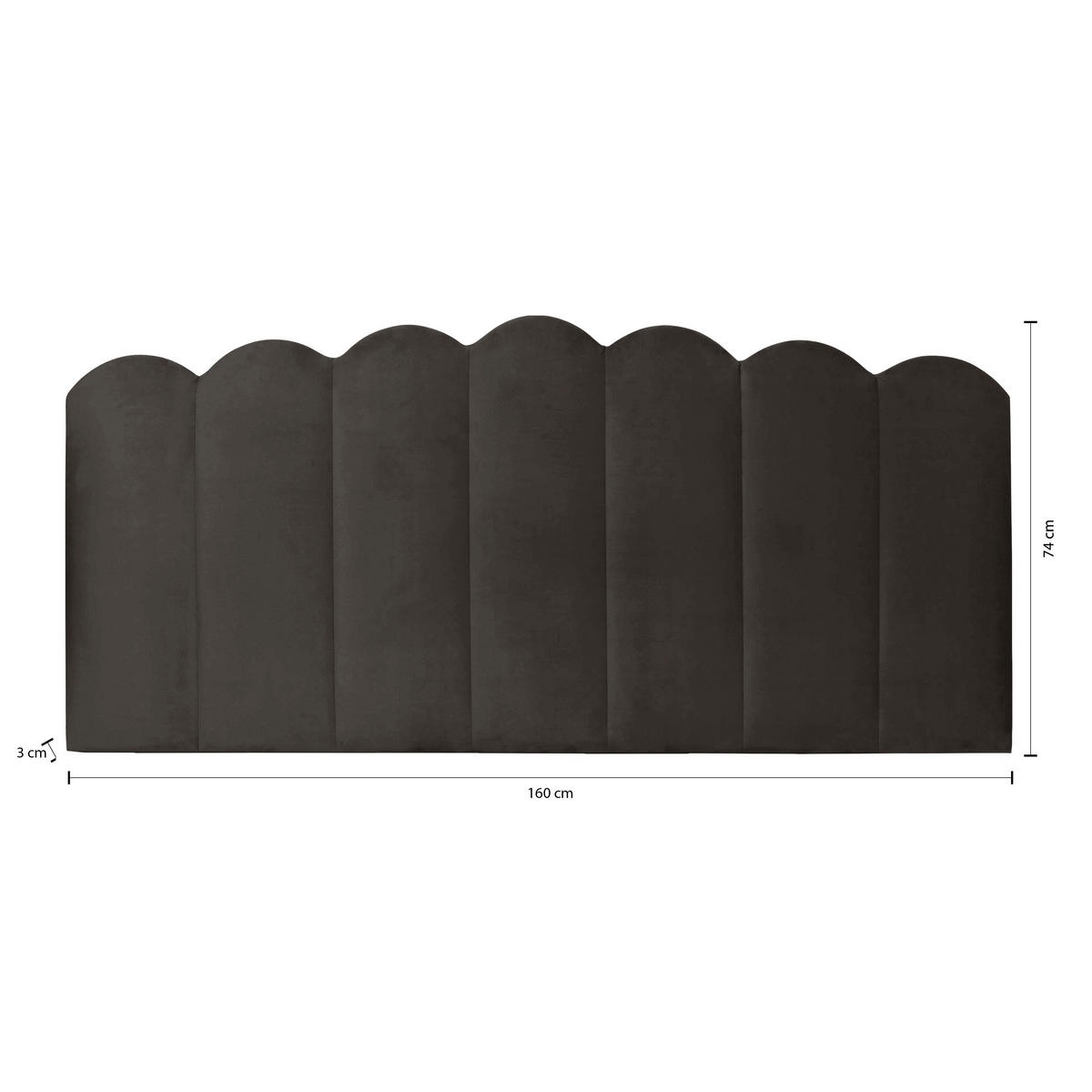 KOPFTEIL aus Erdfarbenes Samt 160/74/3 cm SHELL - Graubraun, Textil (160/74/3cm) - RNT By Really Nice Things