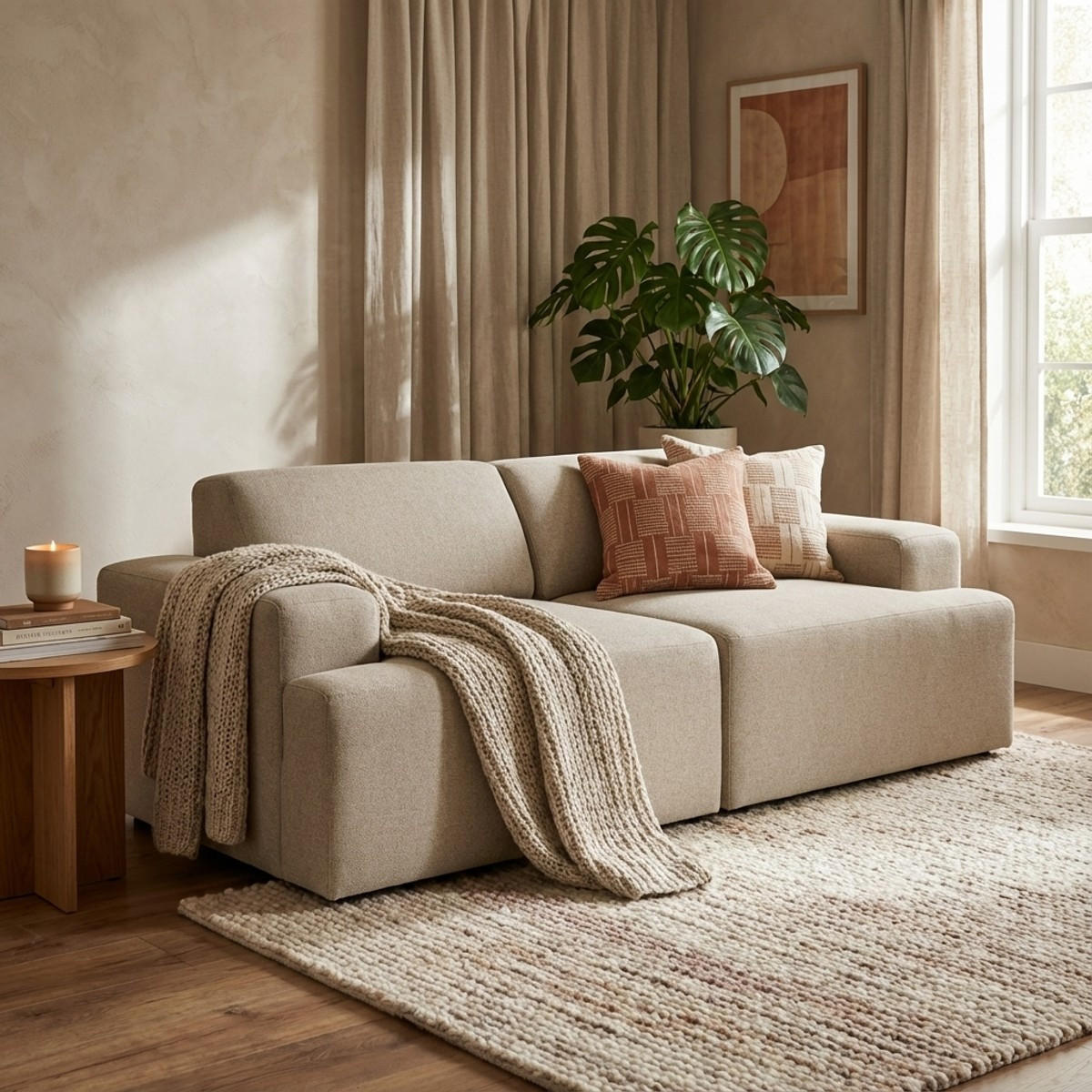 SOFA 2-Sitzer Acamar - Beige - Beige, Textil (202/76/100cm) - Pasmara