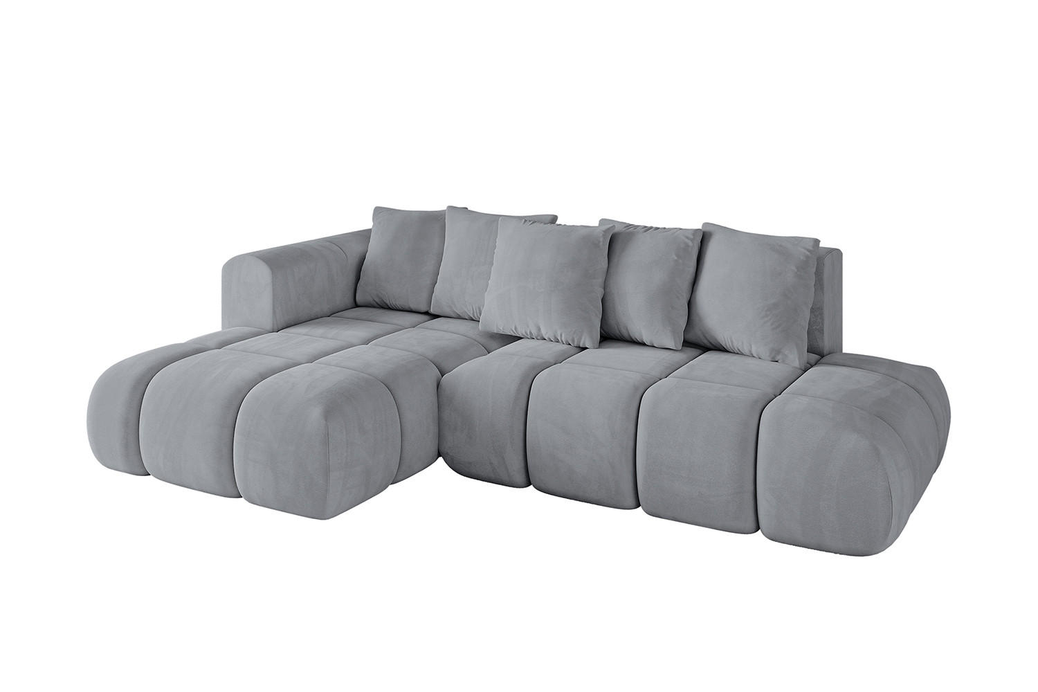 ECKSOFA Ottomane Links CLOUD-L-v1 289x180x40 Hellgrau Velours - Hellgrau, Holzwerkstoff/Kunststoff (180/289cm) - ALTDECOR