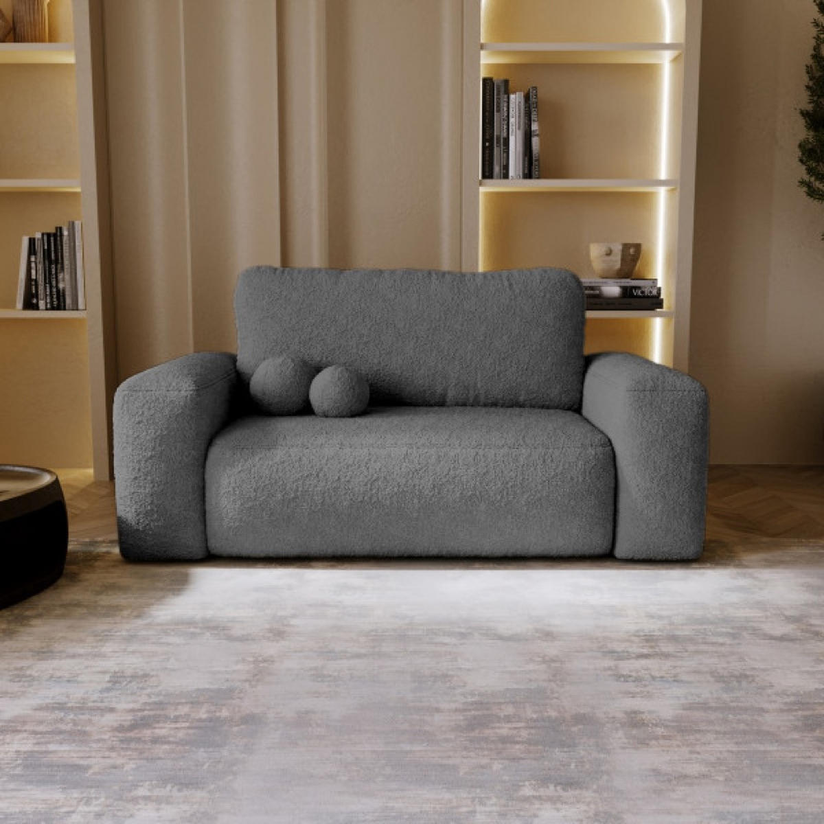 SITZSOFA Dunkelgrau ILO Mit Schlaffunktion Und Bettkasten - Grau, Textil (190/94/110cm) - Sepro Meble