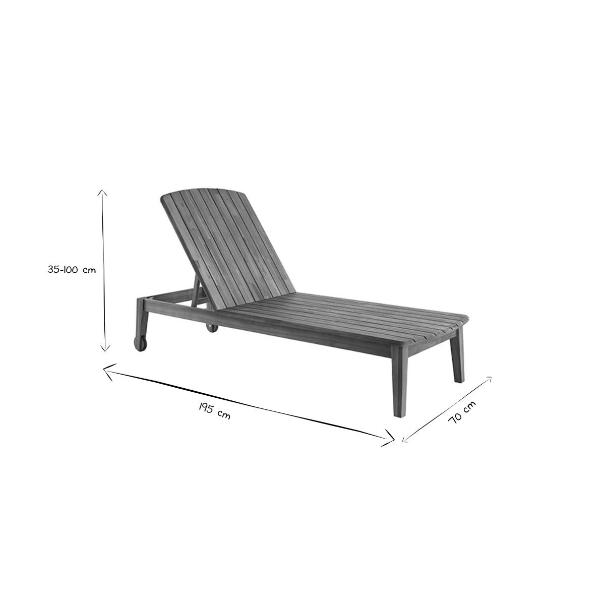 SONNENLIEGE Massives Akazienholz CANOPEE - Naturfarben, Holz (70/100/195cm) - Miliboo