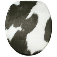 WC-SITZ mit Absenkautomatik Kuhflecken - Schwarz, Holzwerkstoff (38/6/47cm) - Sanilo