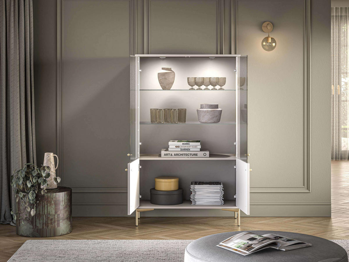 VITRINE – 92 cm – Sandro – Sandfarben - Sandfarben, Holzwerkstoff (92/149/40cm) - hi-markt