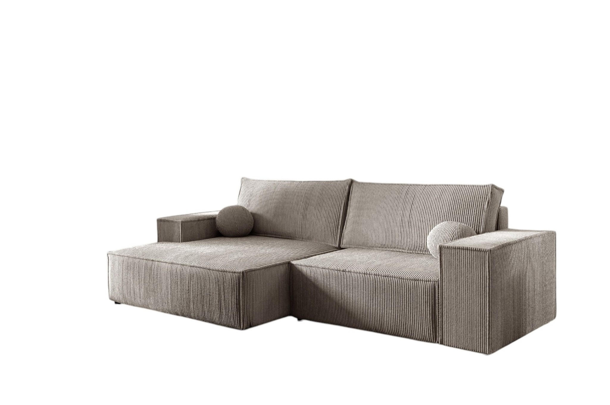 ECKSOFA Corunia Xs - Hellbraun, Holzwerkstoff/Textil (255/148cm) - Fun Möbel