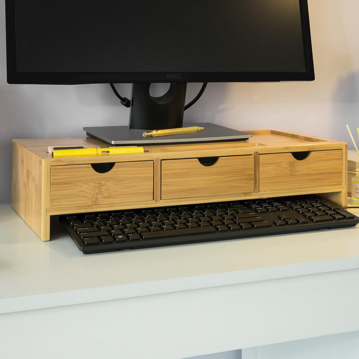 MONITORSTÄNDER Natur - Naturfarben, Holz (25/51/12cm) - SoBuy