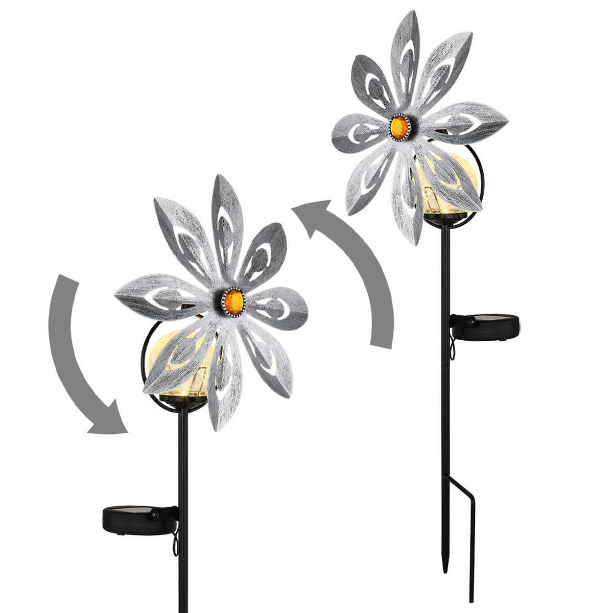 LED AUSSENLEUCHTE Solarleuchte silbergrau Metall - Silberfarben, Glas (20/9/50cm) - Globo Lighting