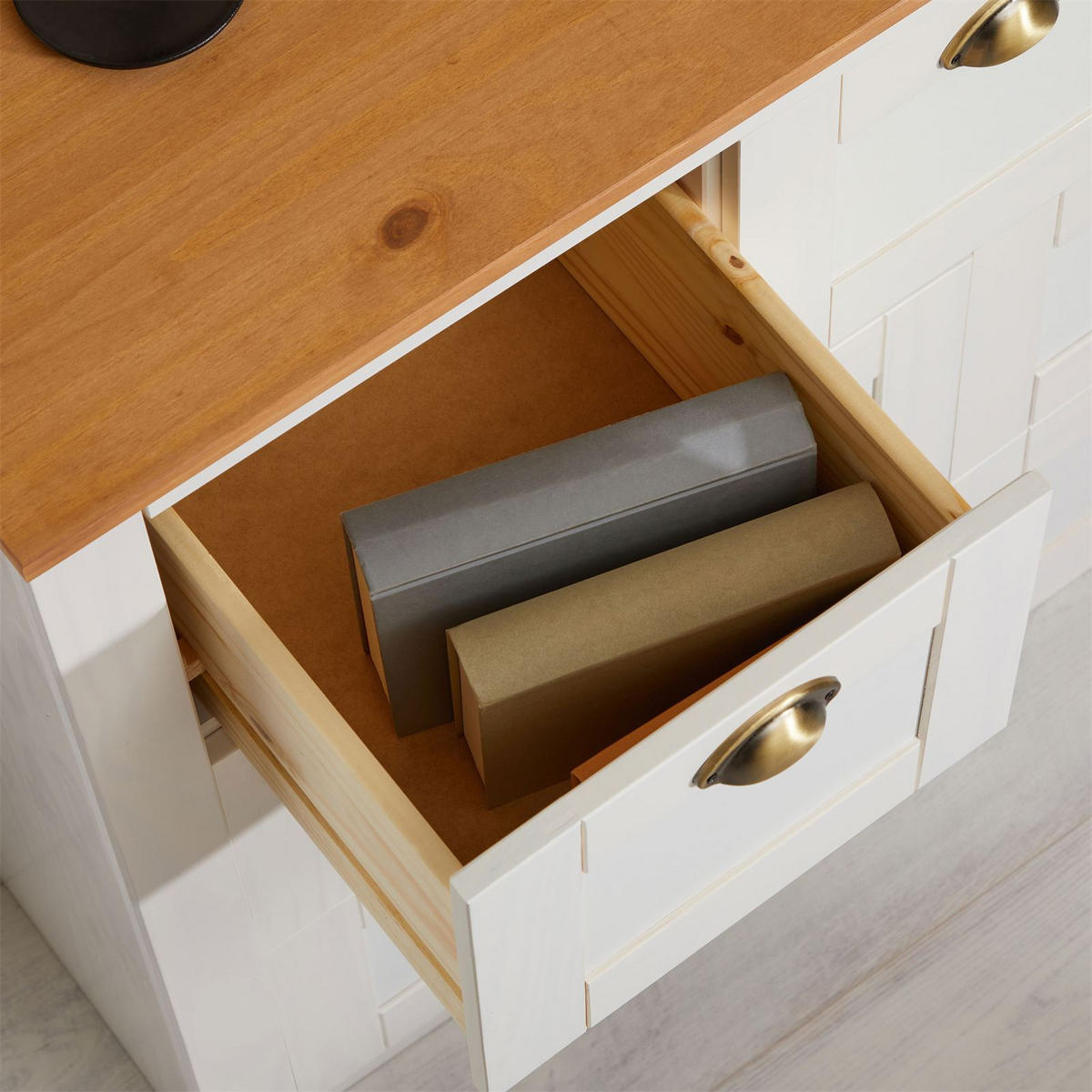 SIDEBOARD BOLTON - Weiß/Braun, Holz (110/87/40cm) - IDIMEX