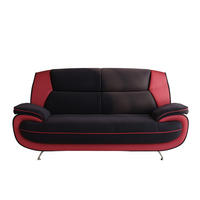 SOFA 2-Sitzer, Stoff Soft, Schwarz + Rot, Palermo - Schwarz, Holz (168/89/87cm) - Kaiser Möbel