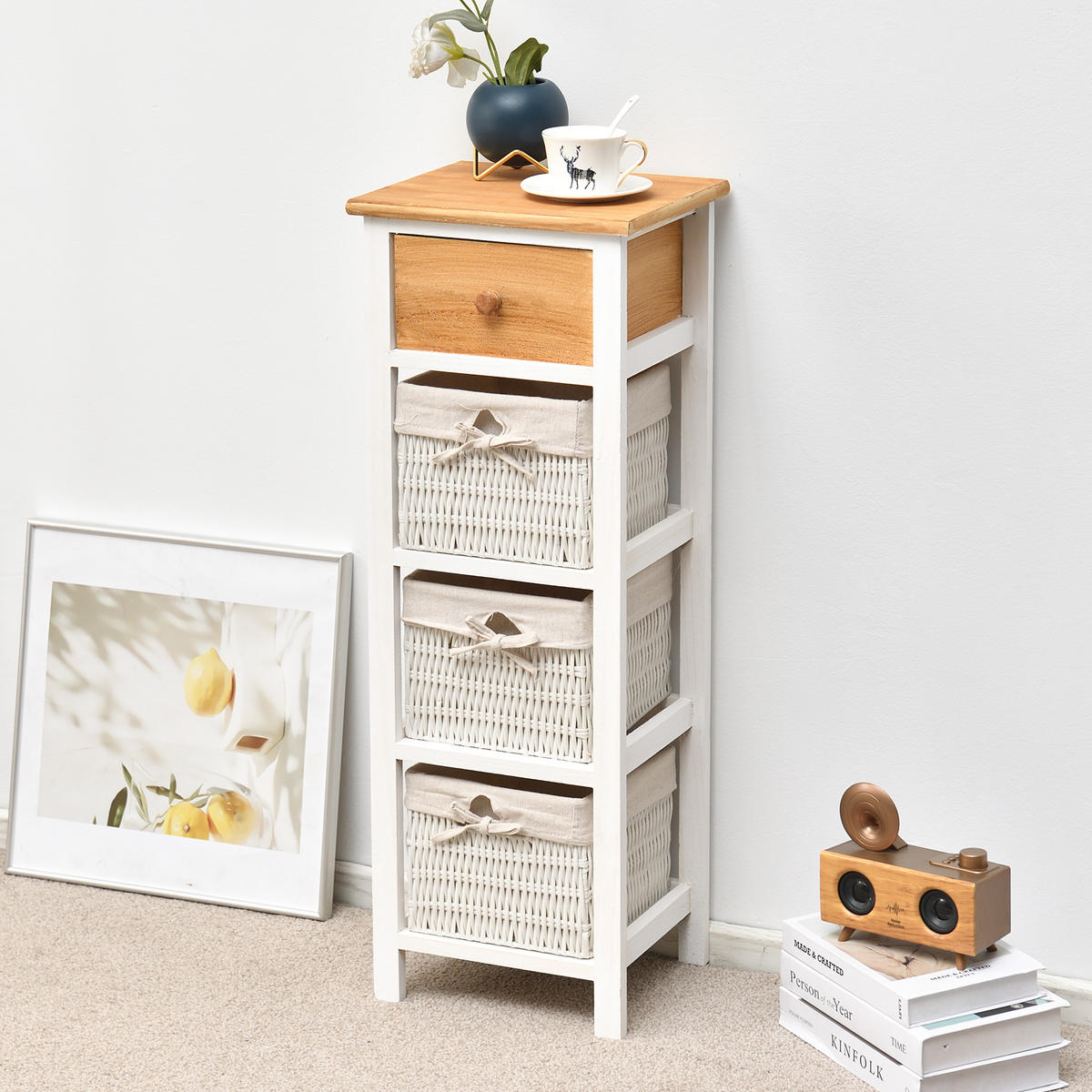 KOMMODE Weiß 27/31/85 cm - Weiß, Holz (27/85/31cm) - Mobili Rebecca