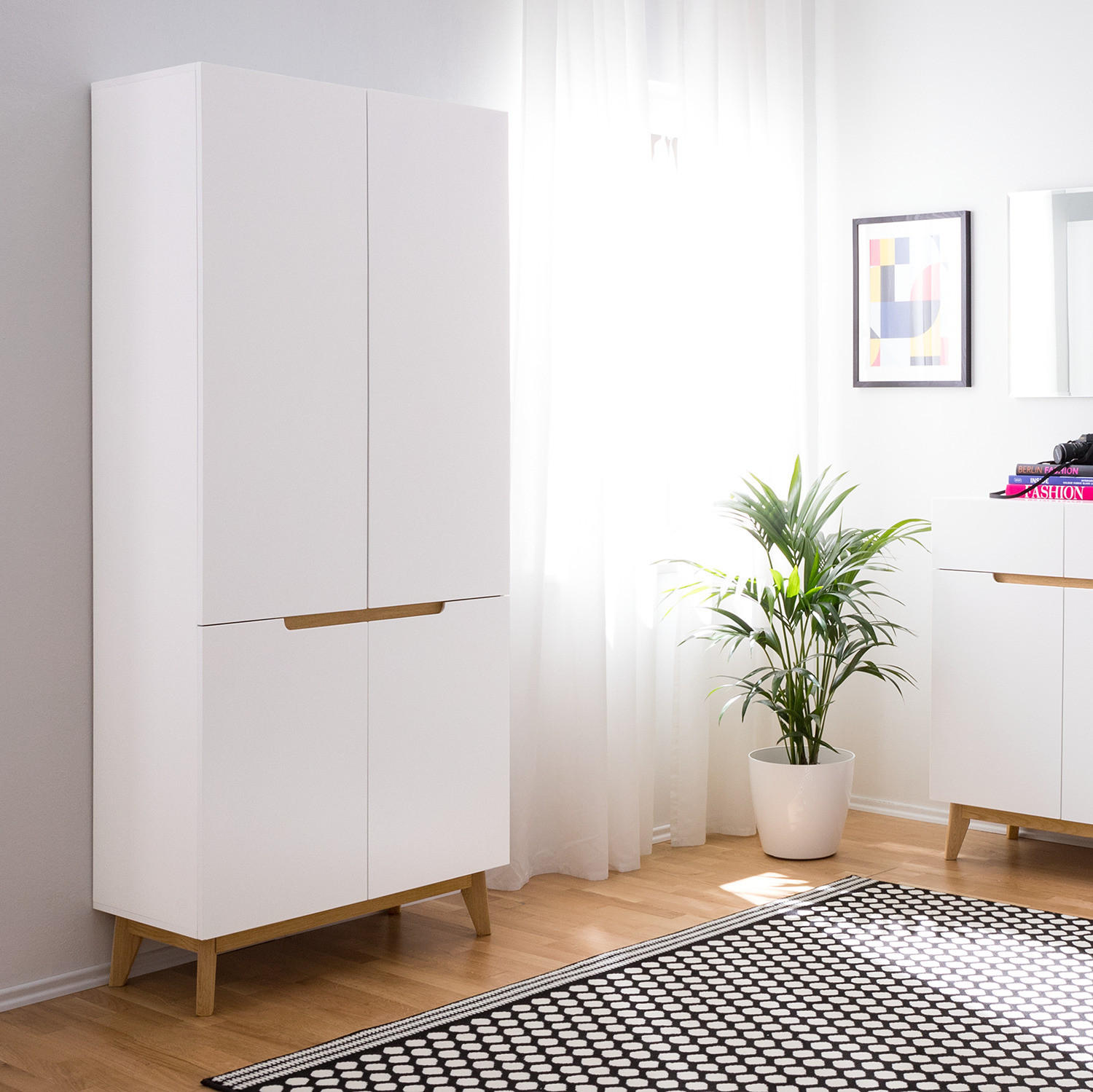 GARDEROBENSCHRANK - Eiche teilmassiv - Weiß, Holzwerkstoff (85/196/40cm) - home24