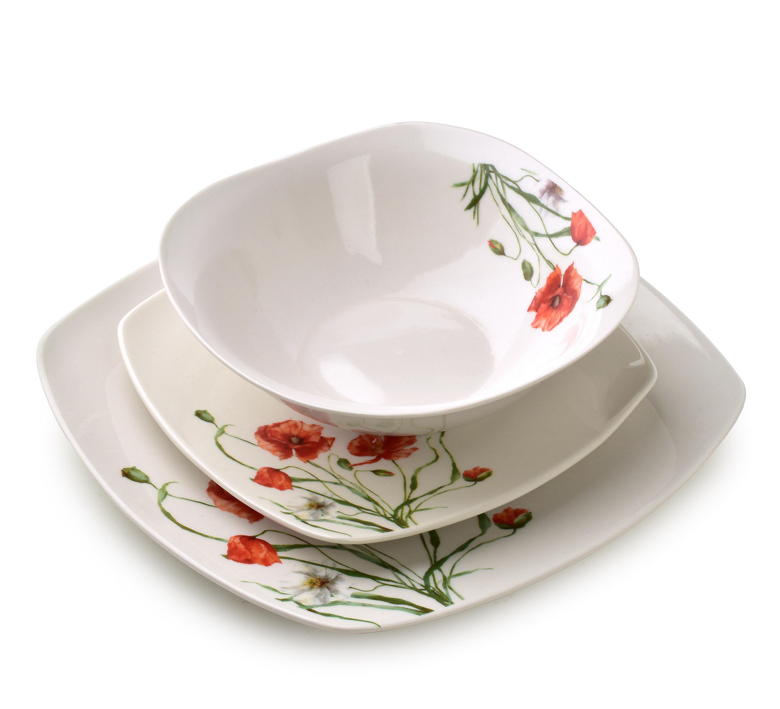 GESCHIRR-SET Lea 18-tlg Rot 30/30/20cm Porzellan - Rot, Keramik (30/20/30cm) - Mondex