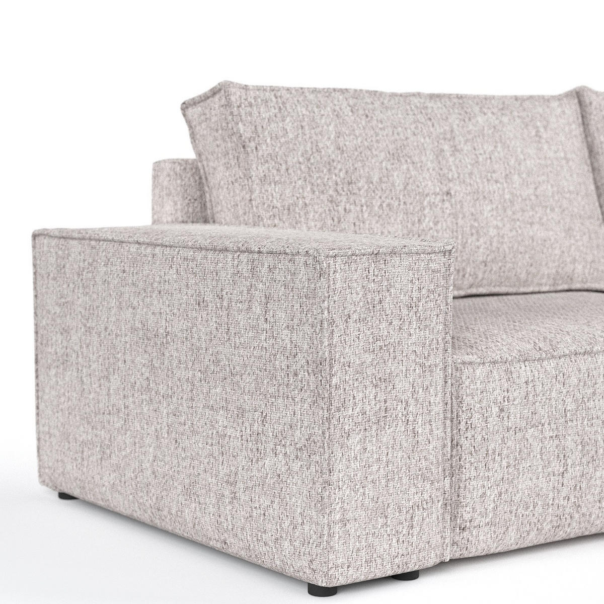 ECKSOFA CAVO mit Schlaffunktion Beige im Neve Stoff - Beige/Schwarz, Holz/Holzwerkstoff (255/148cm) - AltaBeds