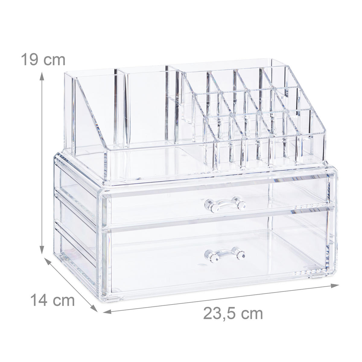 MAKE-UP Organizer - Transparent, Kunststoff (23.5/19/14cm) - Relaxdays