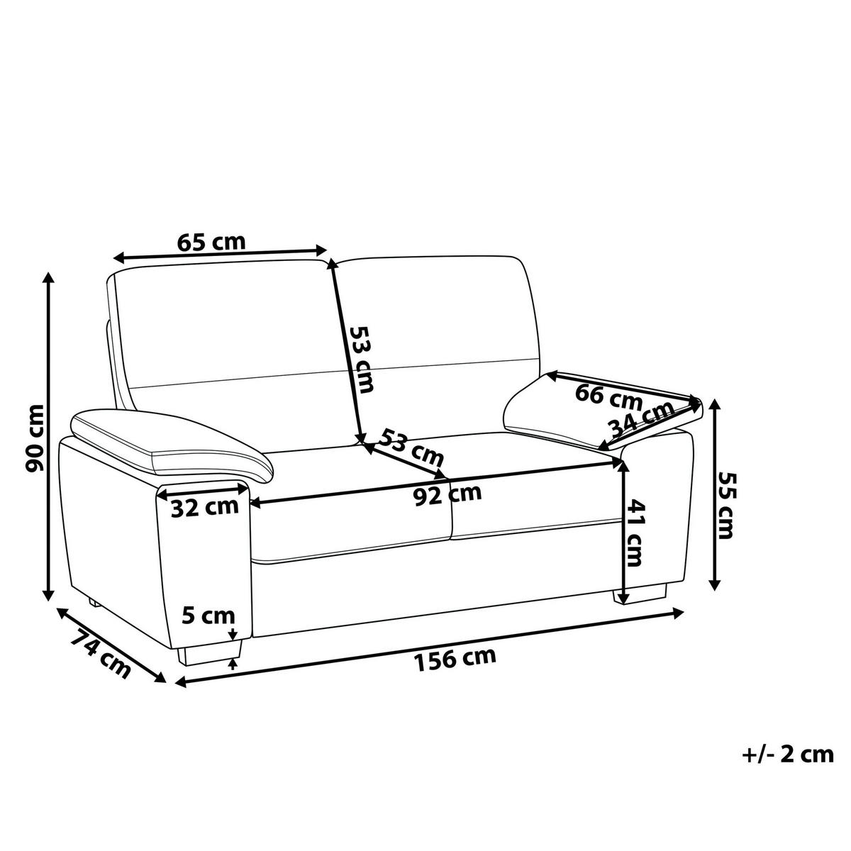 2-SITZER-SOFA Kunstleder Braun Vogar - Goldfarben, Kunststoff/Textil (156/90/74cm) - Beliani