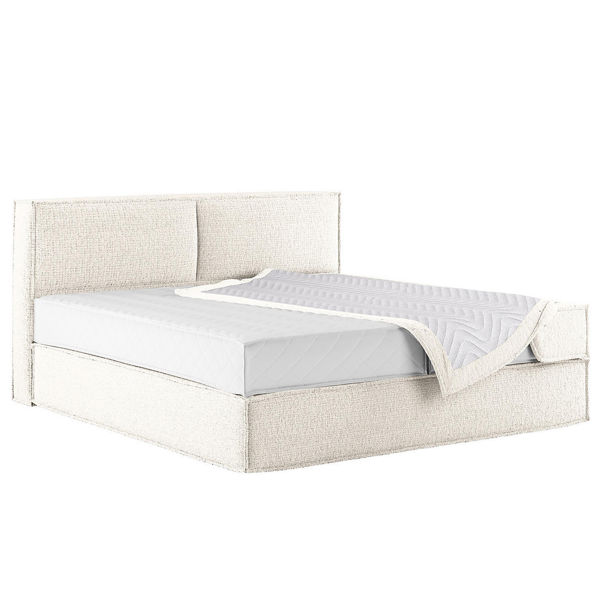 BOXSPRINGBETT mit Kopfteil - Premium - Weiß, Textil (180/200cm) - home24