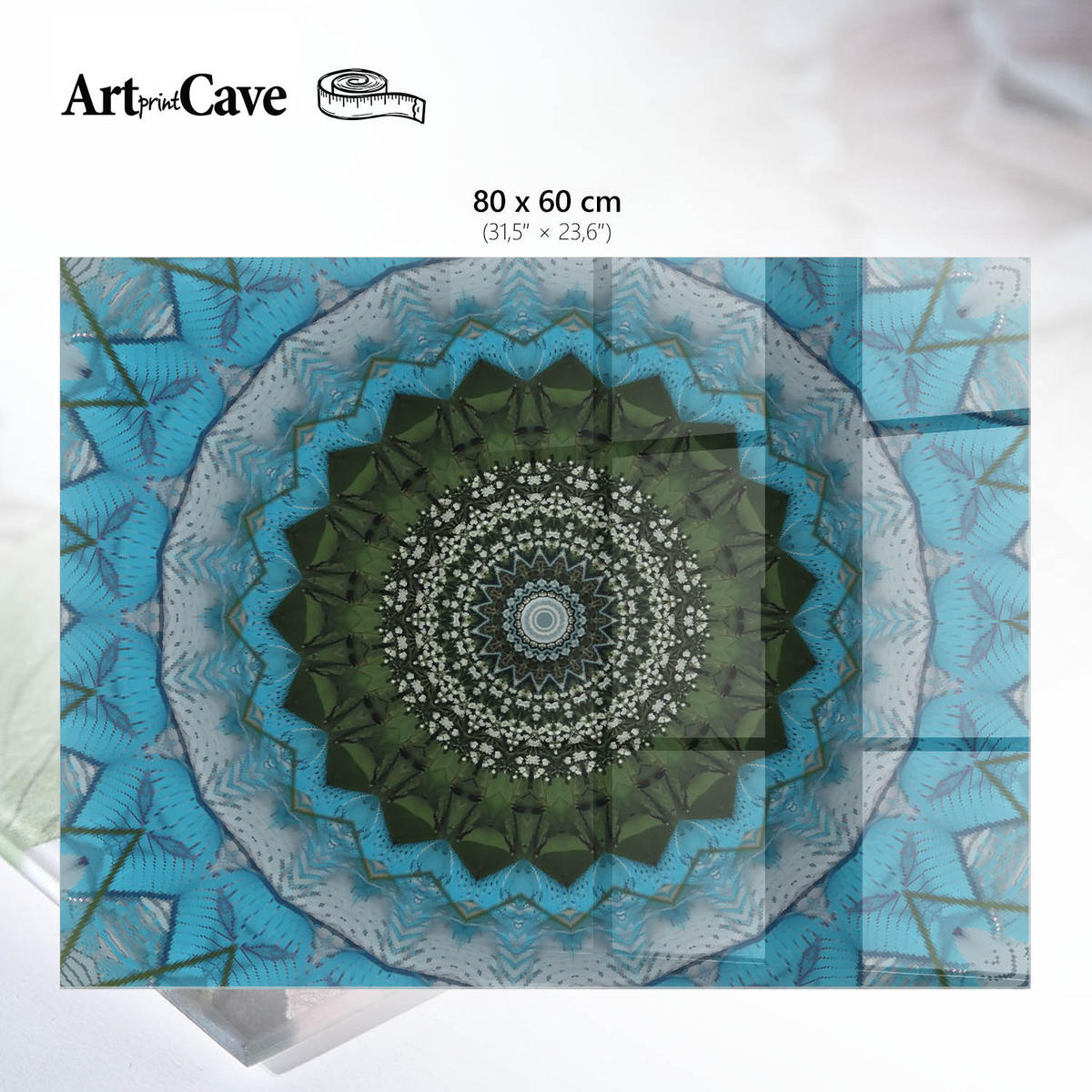 GLASPLATTE 80x60 cm – Natur-Mandala - Beige, Glas (0.4/80/60cm) - ArtPrintCave