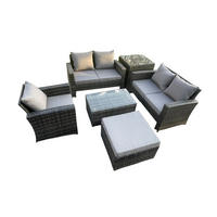 GARTENSOFA Hohe Rückenlehne Polyrattan Dunkelgrau 6-Sitzer - Dunkelgrau, Metall - Fimous