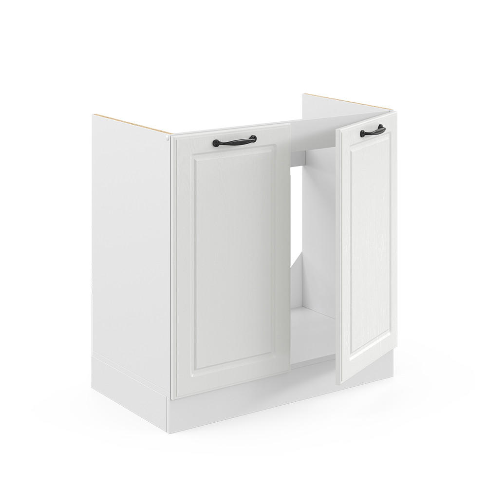 SPÜLENUNTERSCHRANK R-Line Weiß Landhaus 80 cm ohne AP - Creme/Weiß, Holzwerkstoff (80/81.6/46cm) - Vicco