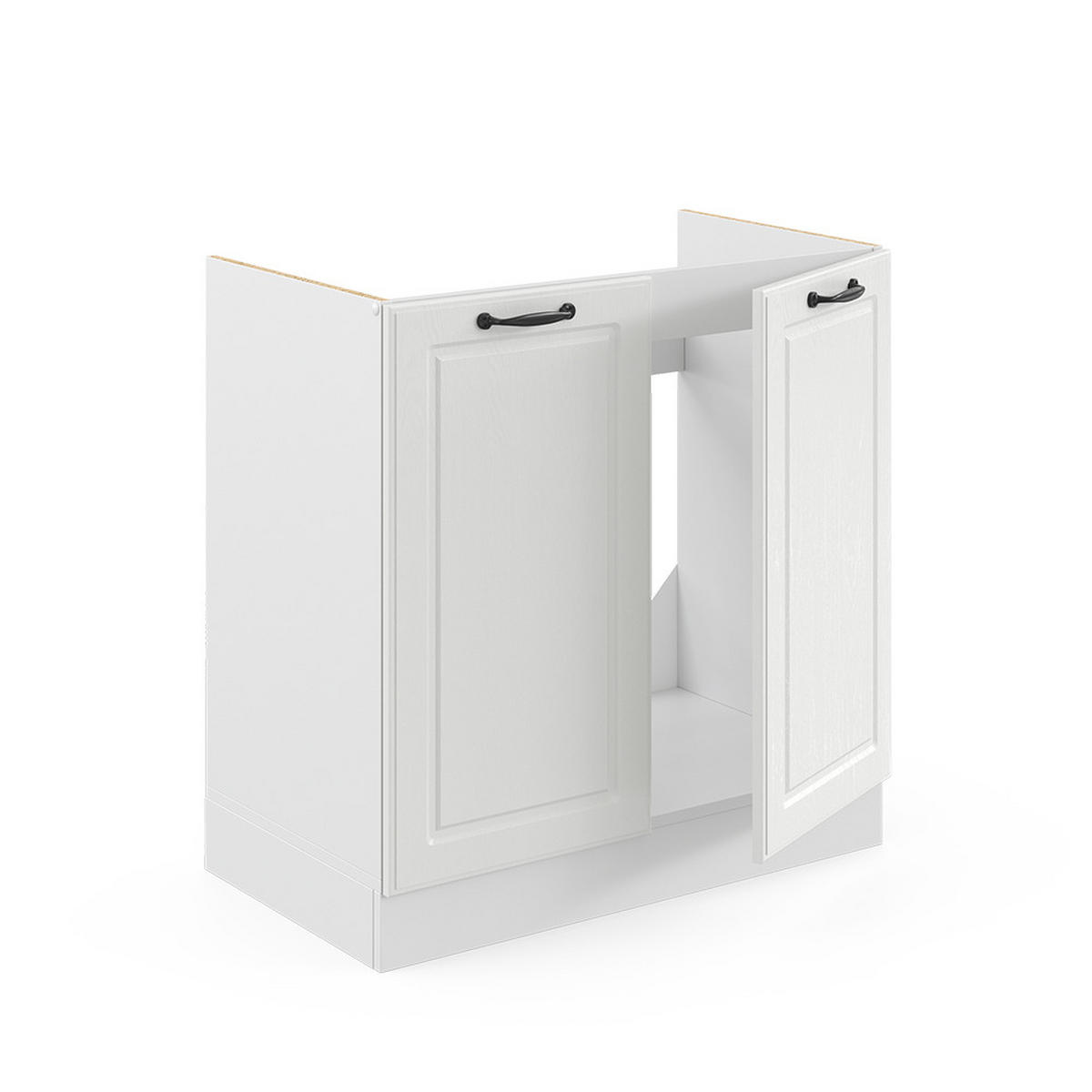 SPÜLENUNTERSCHRANK R-Line Weiß Landhaus 80 cm ohne AP - Creme/Weiß, Holzwerkstoff (80/81.6/46cm) - Vicco