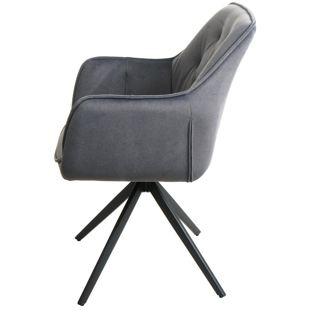 ESSZIMMERSTUHL 2er-Set 87x55x60cm Sitzhöhe 48cm Metall Stoff/Textil Anthrazit - Anthrazit, Textil (55/87/60cm) - CHEFGASTRO