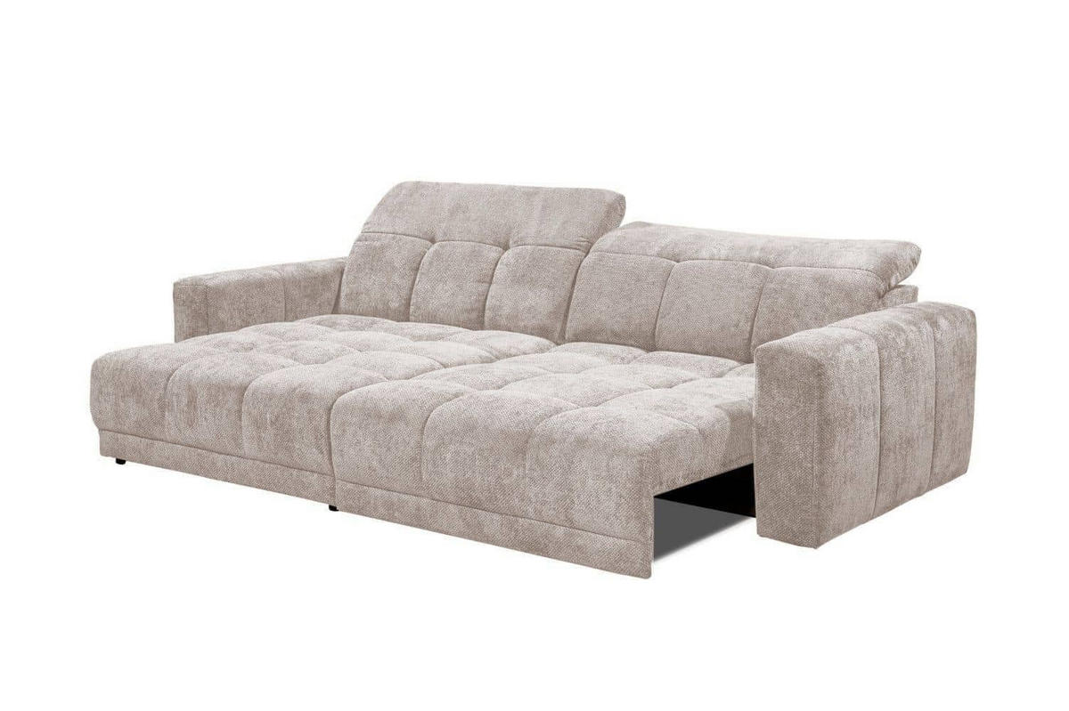 ECKSCHLAFSOFA mit elektronische Sitztiefenverstellung - Beige/Schwarz, Kunststoff/Textil (297/170cm) - ed exciting design