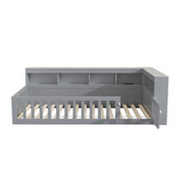 TAGESBETT 90/200 cm mit Staufach, Lattenrost, Steckdose und USB-Anschluss, Grau - Grau, Holzwerkstoff