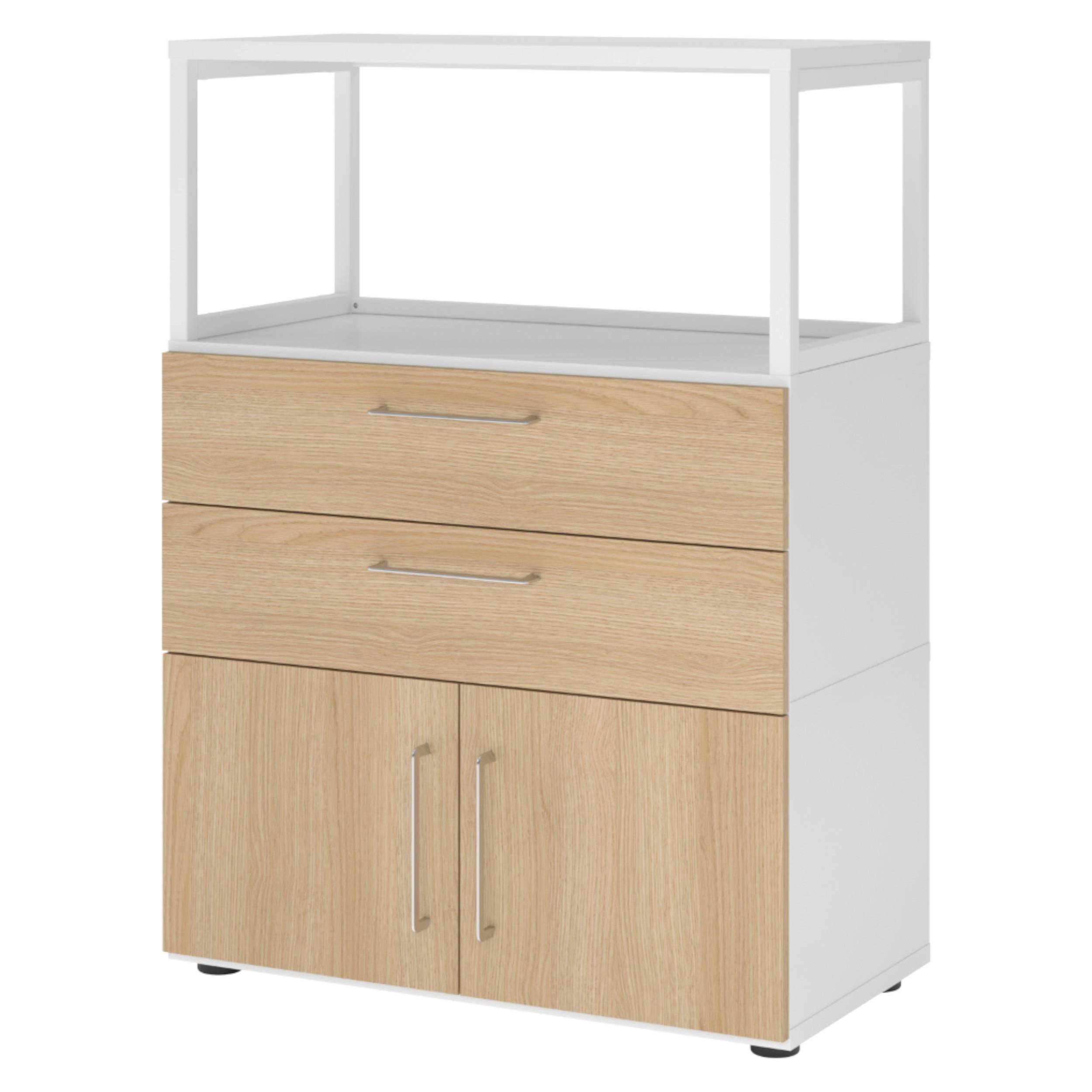 bümö Aktenschrank Weiß, Eiche 80x110x41.7 cm