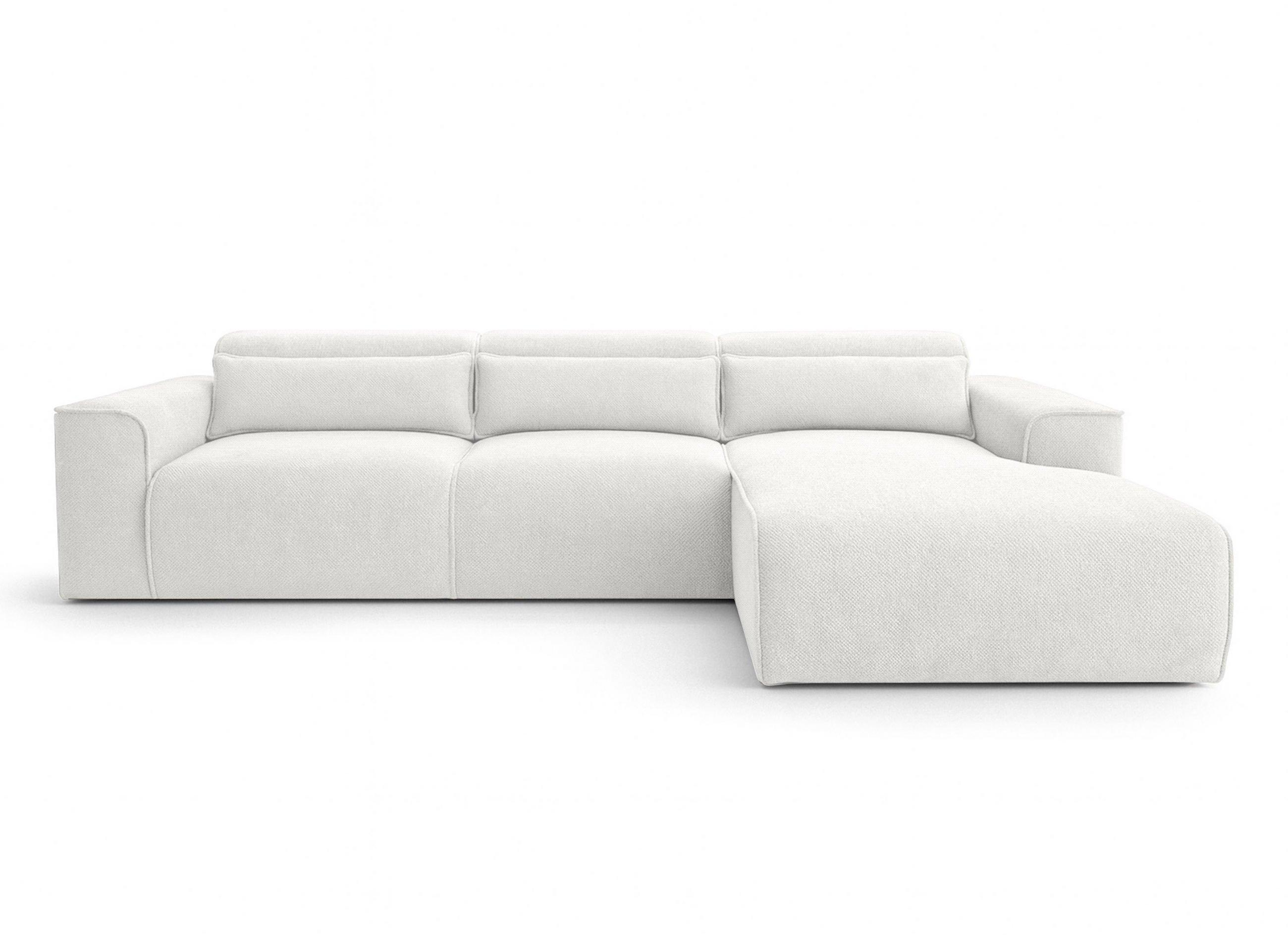 ECKSOFA L Form Ruyam Perlweiß 310/165/78 cm – Schlaffunktion Rechts - Schwarz/Weiß, Kunststoff/Textil (310/170cm) - AX Living