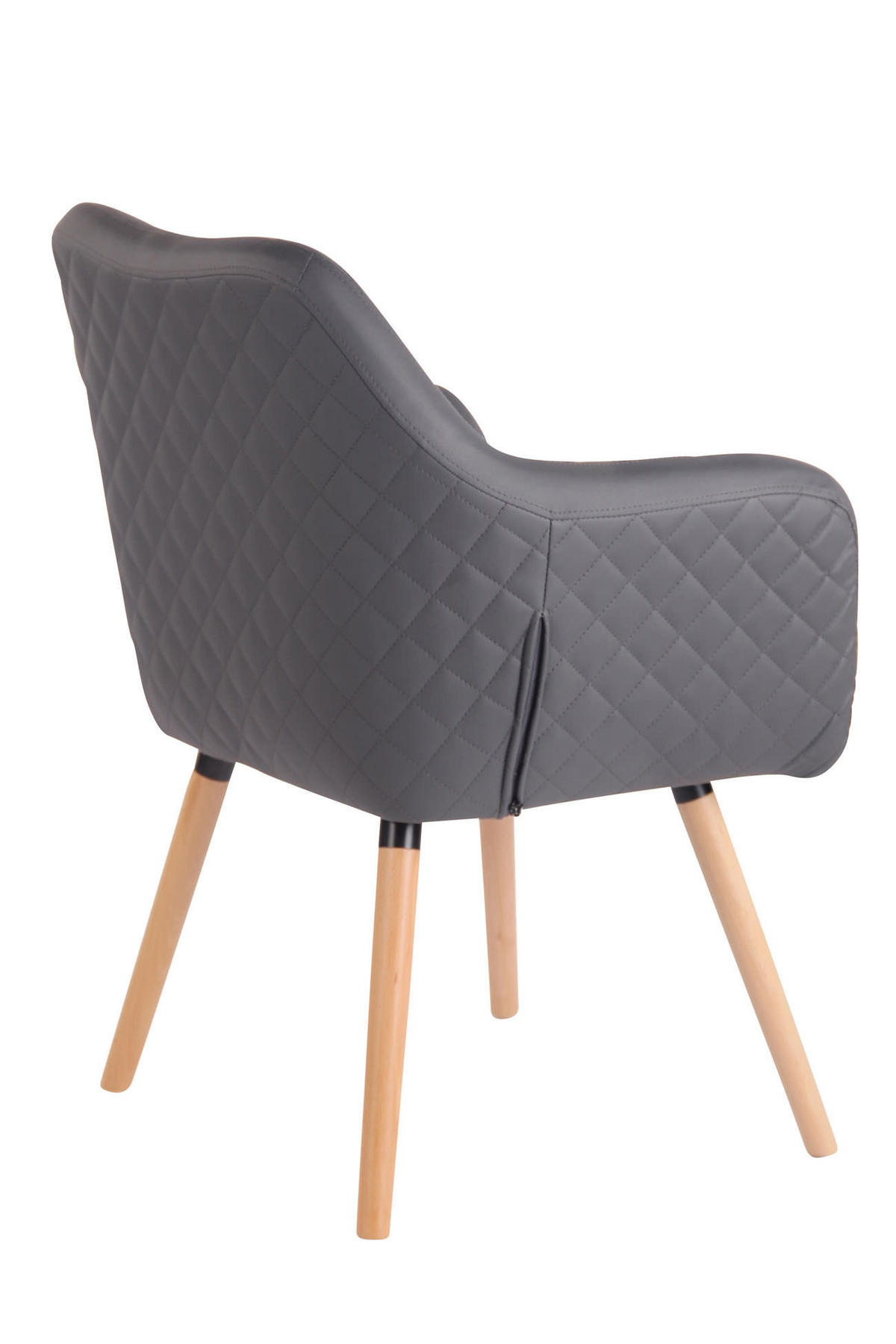 ARMLEHNENSTUHL Lederlook Grau - Eukalyptusholzfarben/Grau, Holz/Textil (63/84/61cm) - CLP