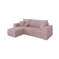 ROHOVÁ SEDAČKA s funkcí spaní, otoman vlevo SENO-L 249x139x85 růžová manšestr - růžová/černá, kompozitní dřevo/textil (249/139cm) - ALTDECOR