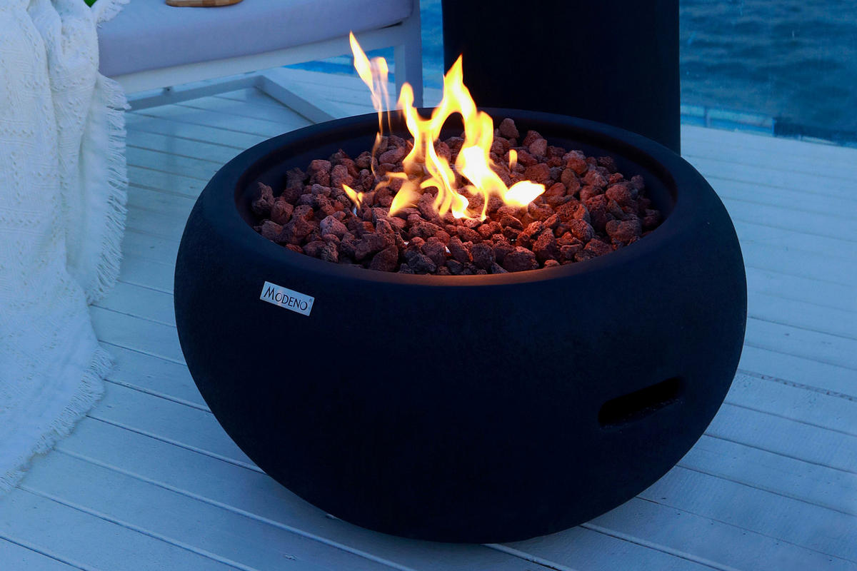 FEUERTISCH York Gasfeuerstelle aus GFRC-Beton 68/68/36 cm - Schwarz, Stein (68/36/68cm) - Elementi