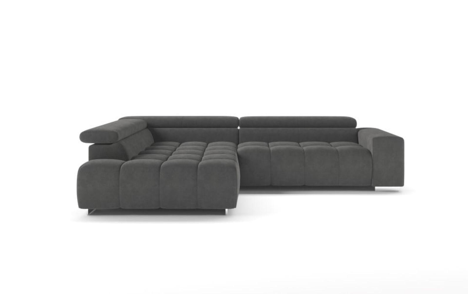 ECKSOFA mit verstellbaren Kopflehnen und Mikrofaser-Chenille - Chromfarben/Anthrazit, Textil/Metall (310/225cm) - Cotta